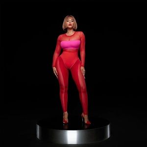 IVY PARK Red & Pink Body Suit Sz: XS